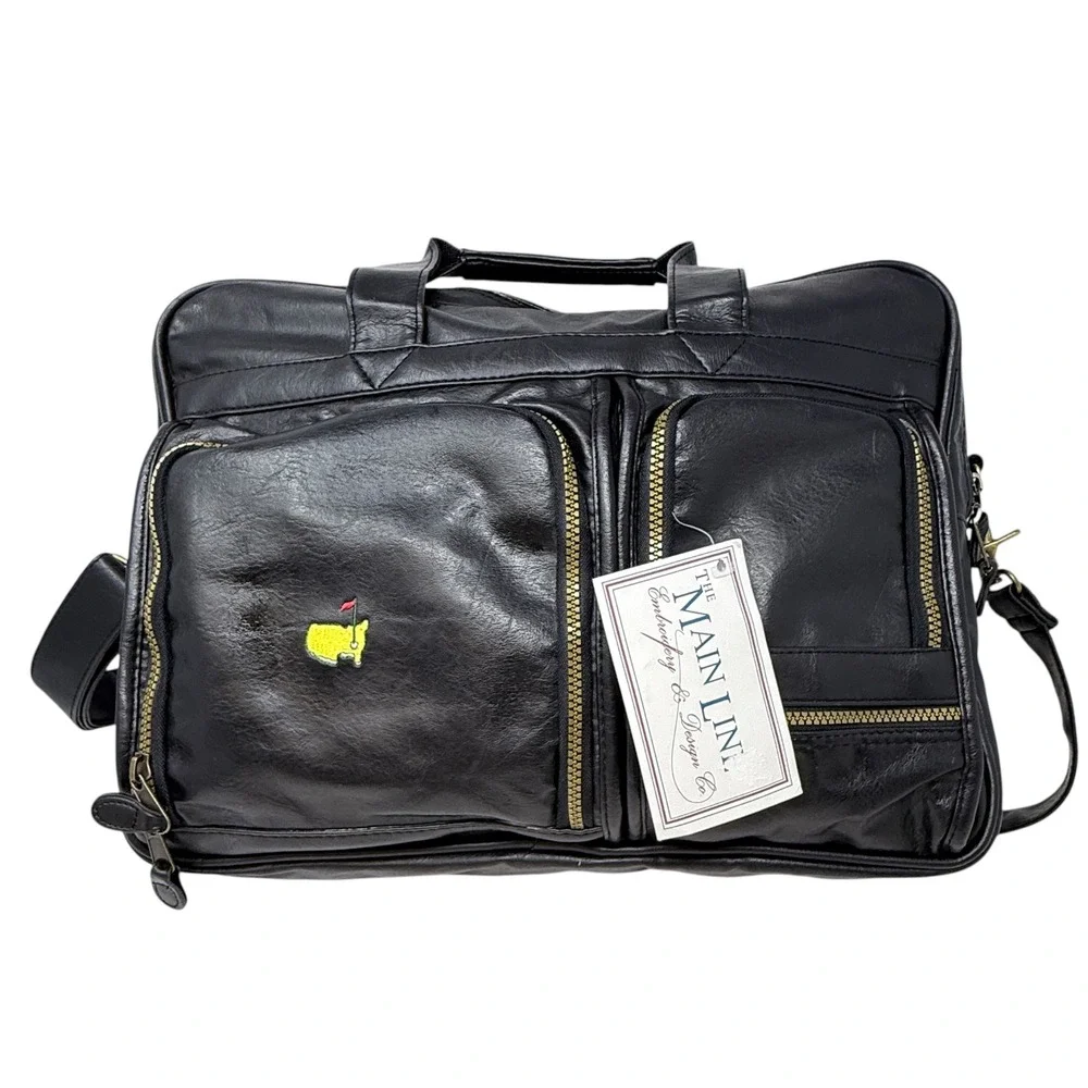 New Main Line Masters Golf Briefcase Mens Black Leather Messenger Bag 6116